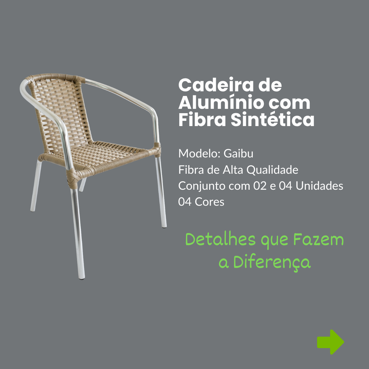 Cadeira Alumínio com Fibra Sintética - Imagem 3